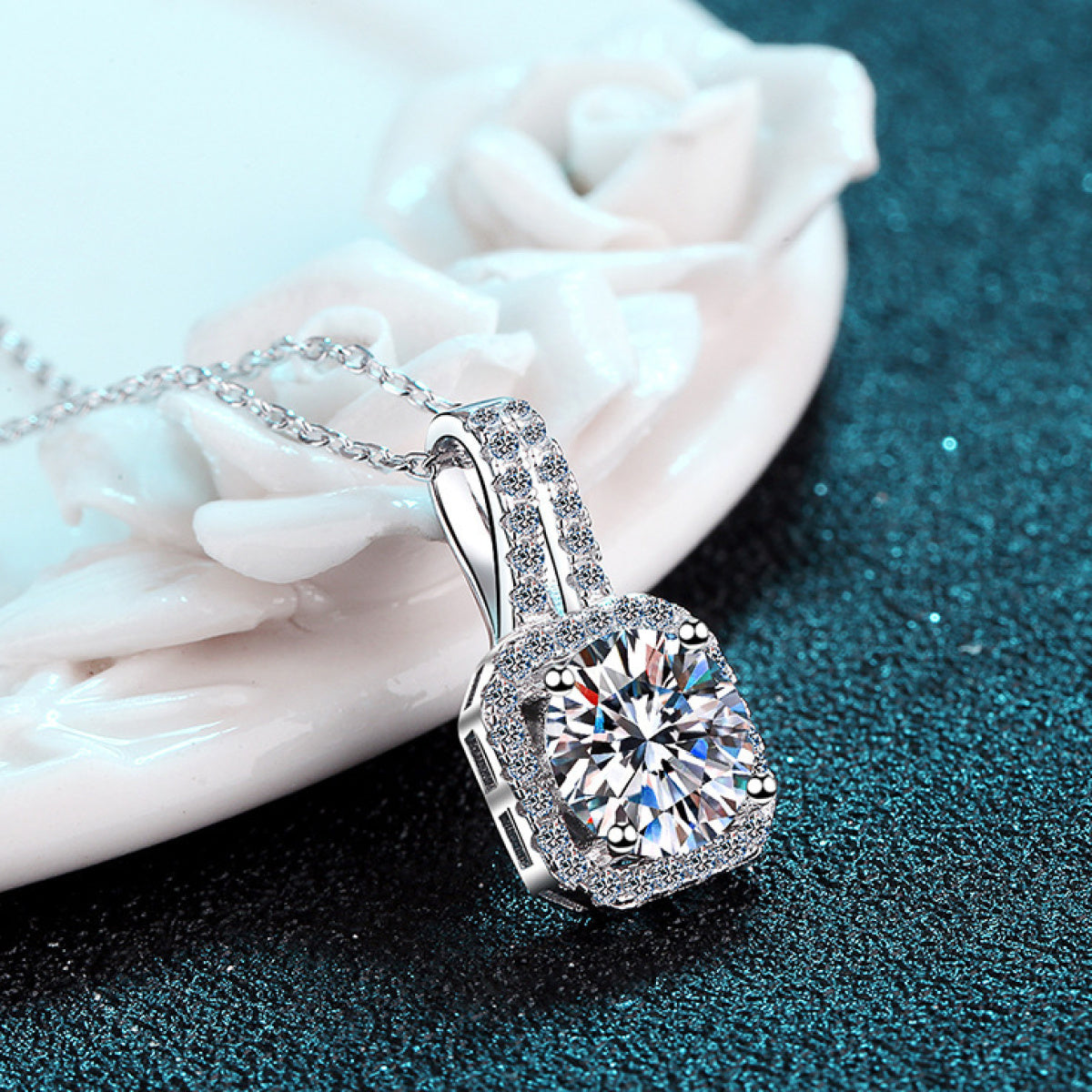 Octagon Moissanite Necklace - 925 Sterling Silver