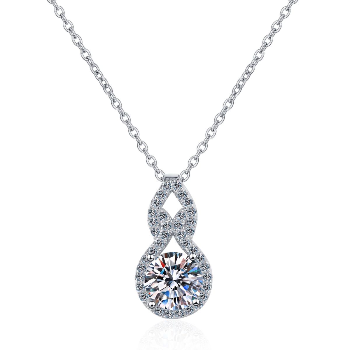 Moissanite Pendant Gourd Necklace - 925 Sterling Silver