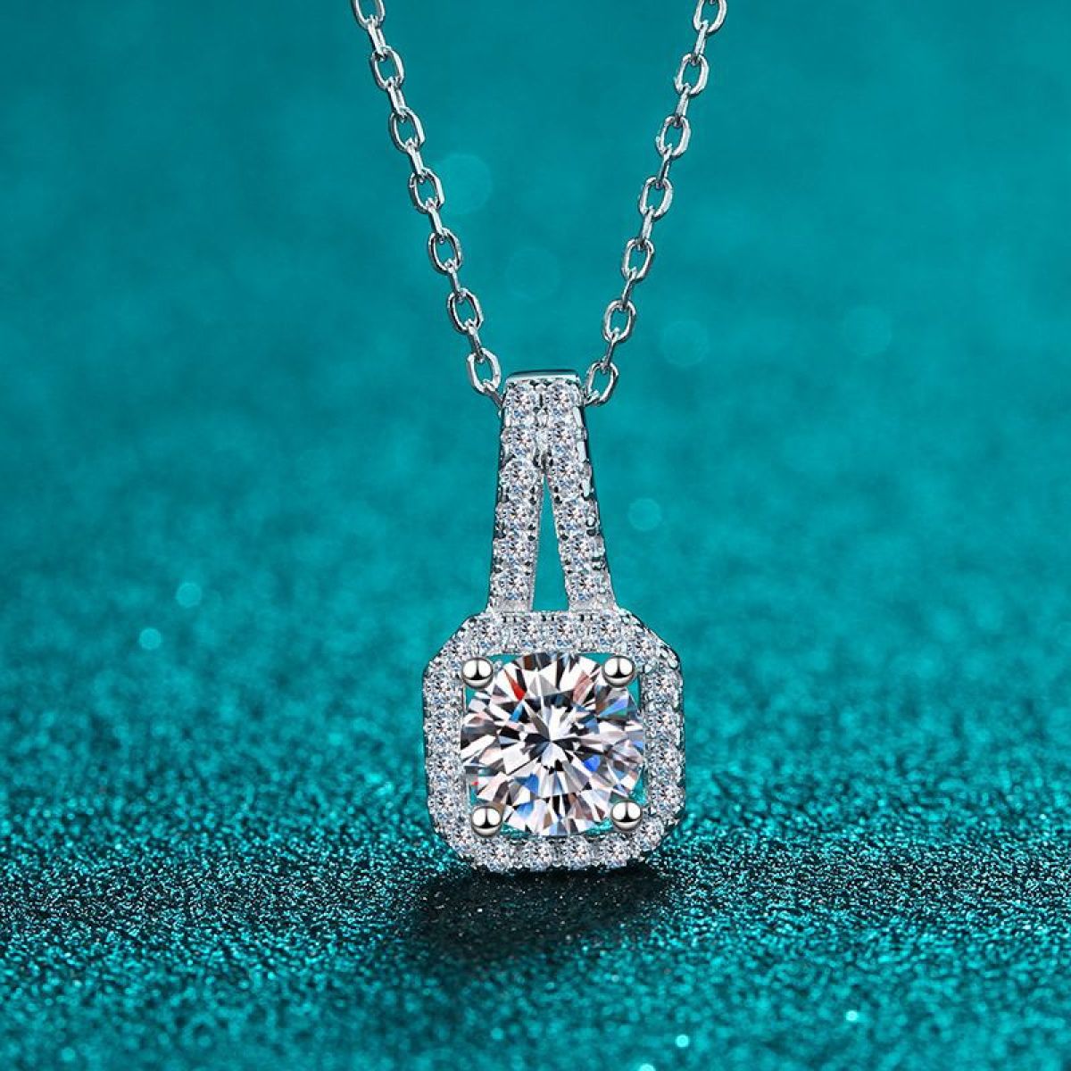Octagon Moissanite Necklace - 925 Sterling Silver