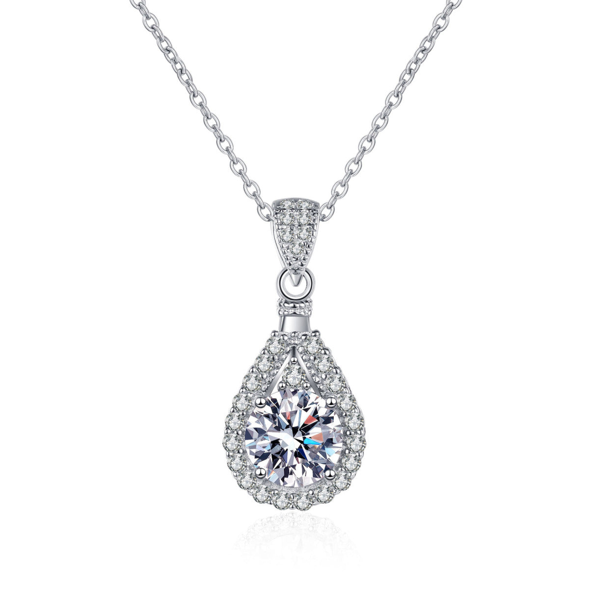 Water Drop Moissanite Necklace - 925 Sterling Silver