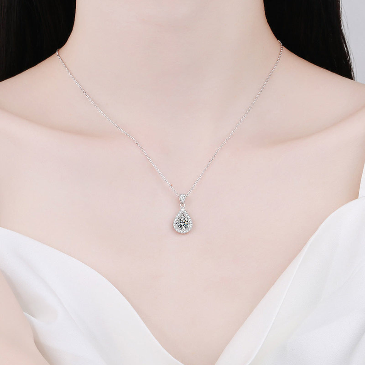 Water Drop Moissanite Necklace - 925 Sterling Silver