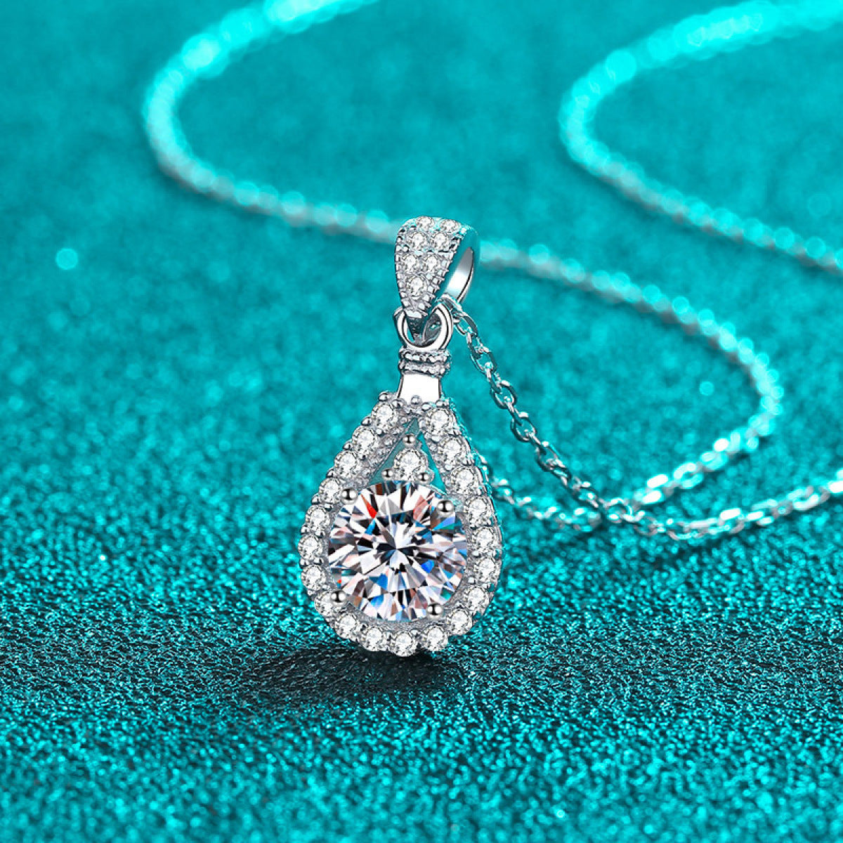 Water Drop Moissanite Necklace - 925 Sterling Silver