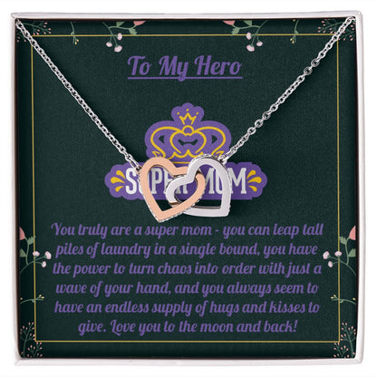 To My Hero - Super Mom Necklace - Rose Gold And Polished Stainless Steel