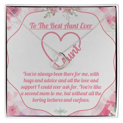 Best Aunt Ever Necklace For Aunts Like A Second Mother - 14k White Gold Over Sterling Silver