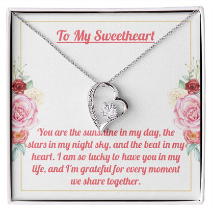 To My Sweetheart - You Are My Sunshine Necklace - 14K White Gold Over Stainless Steel