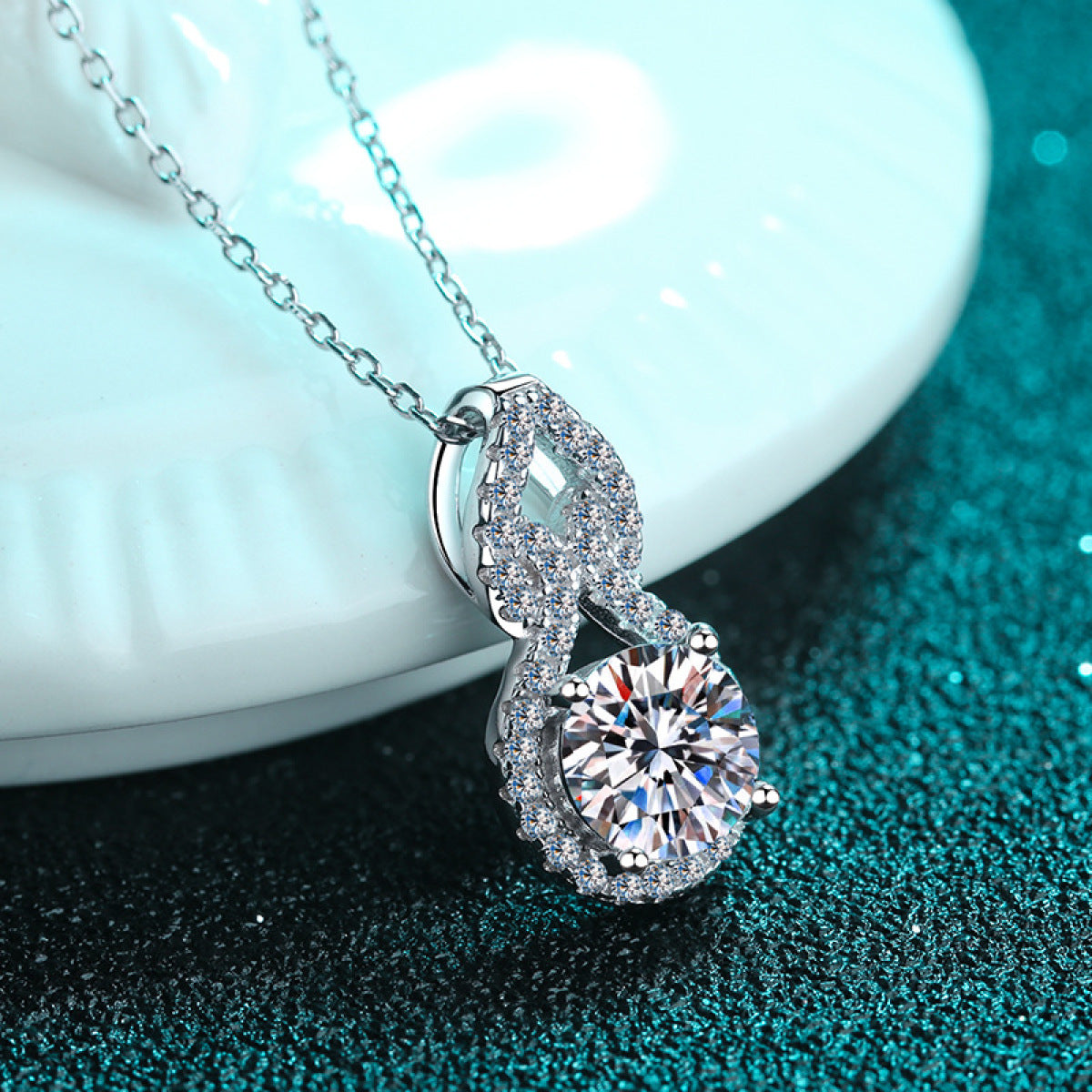 Moissanite Pendant Gourd Necklace - 925 Sterling Silver